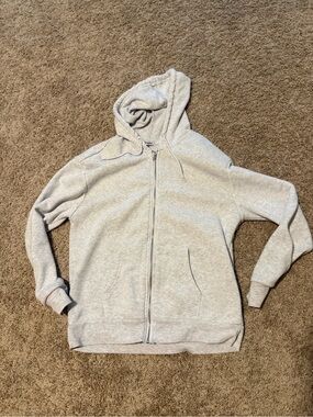 Women's Light Gray Zip-Up Hoodie Sweatshirt
